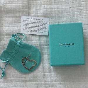 Tiffany & Co. Silver Heart Keyring with Blue Pouch